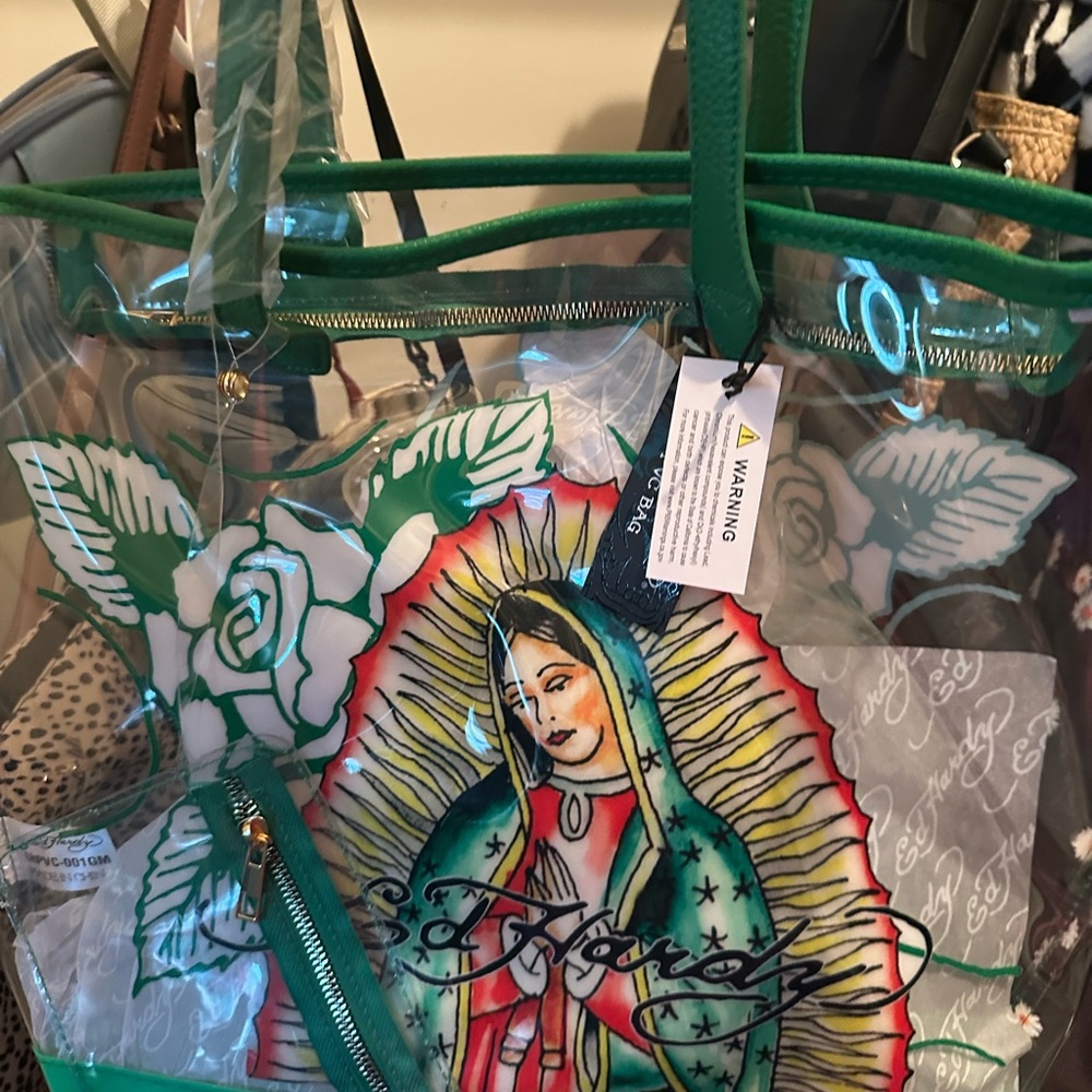 Ed Hardy Green Transparent Shoulder Bag